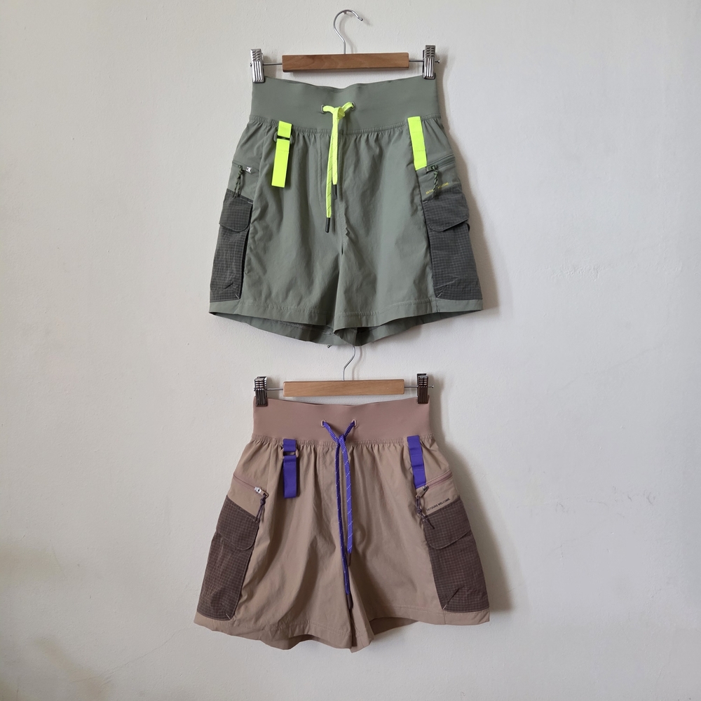 Lululemon Athletica Green and Tan Athletic Shorts